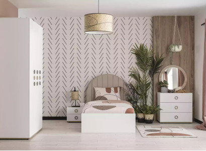Suite Childrens room Complete Bed Children's Furniture Wood White Set 5pcs